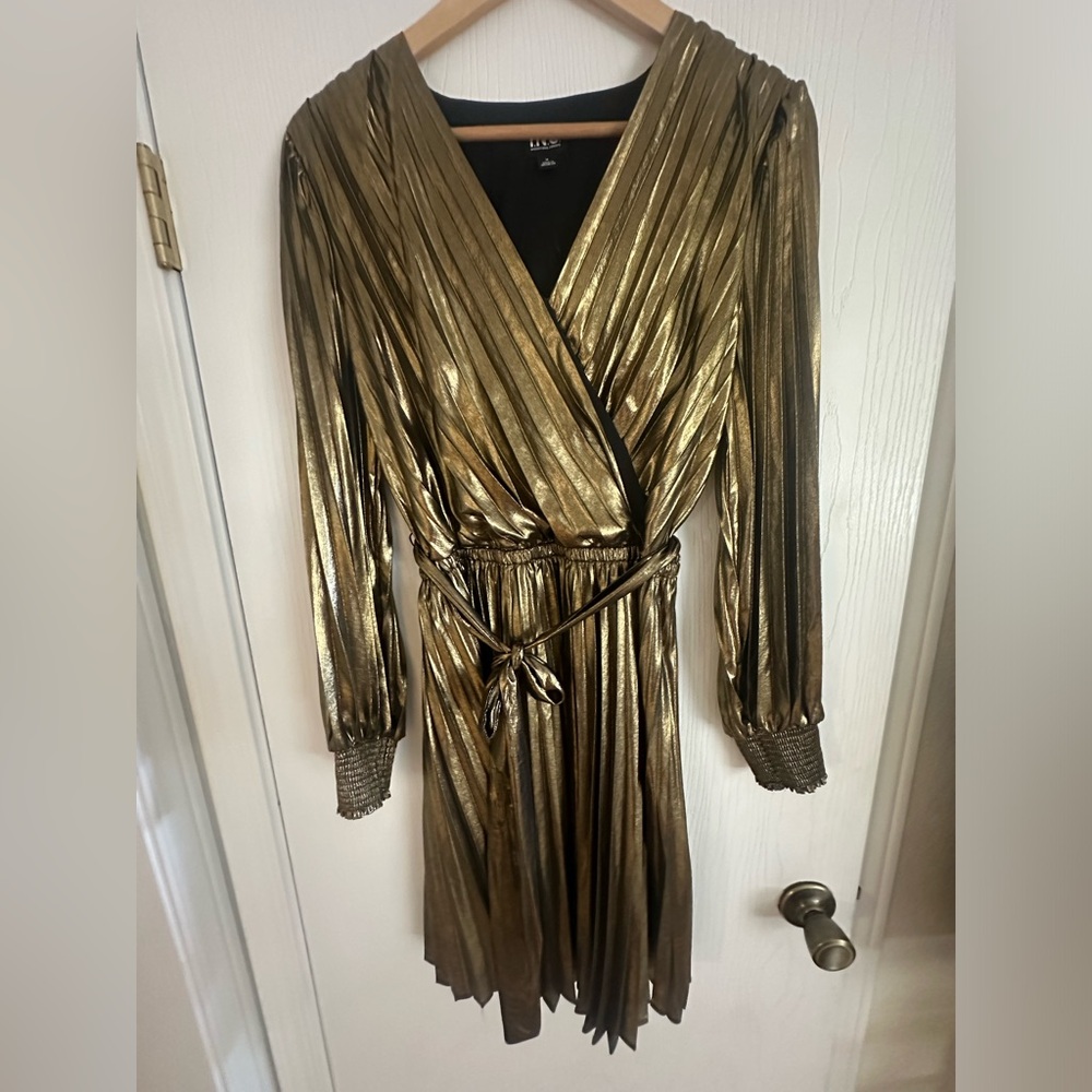 I.N.C. Gold Pleated Dress